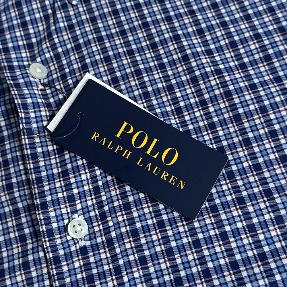 NEW Polo Ralph Lauren Performance Men's 5XB Blue Plaid Long Sleeve Twill Shirt